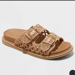 Universal Thread Beige Woven Buckle Sandals